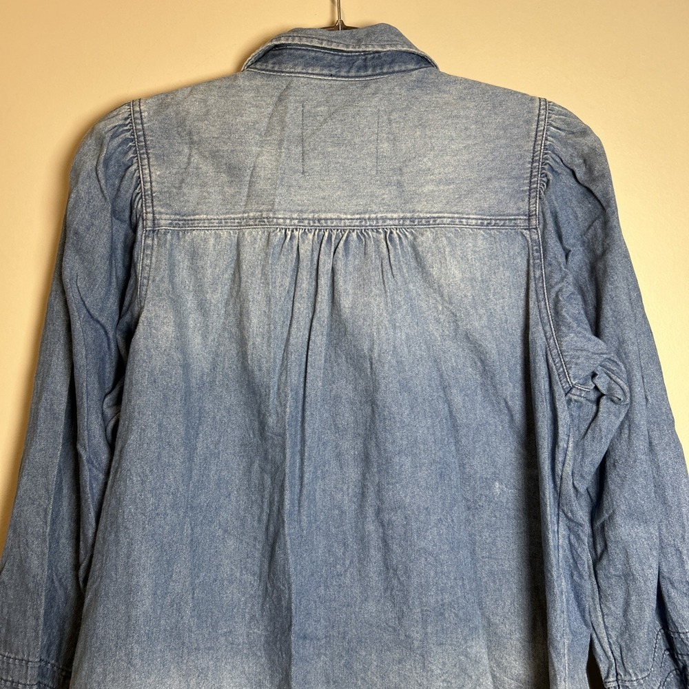 American Eagle Shirt Womens Medium Blue Denim Long Sleeve Button Up Pockets - Picture 11 of 12